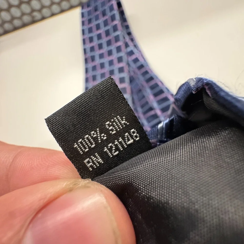 Michael Kors Tie Mens‎ Blue Pink Square Geometric 100% Silk Old Money Preppy